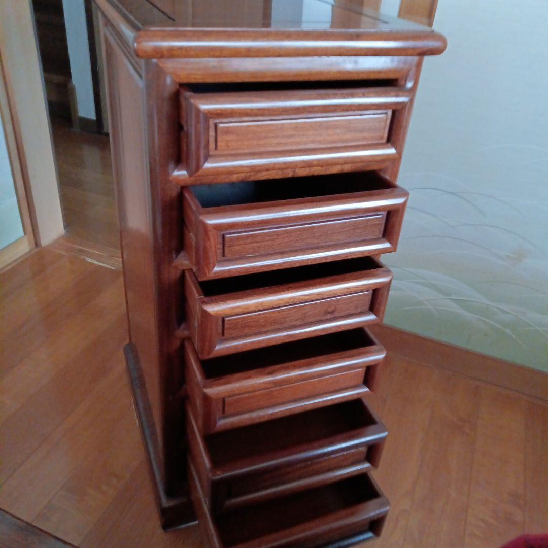 花梨木製キャビネット 6引き出し