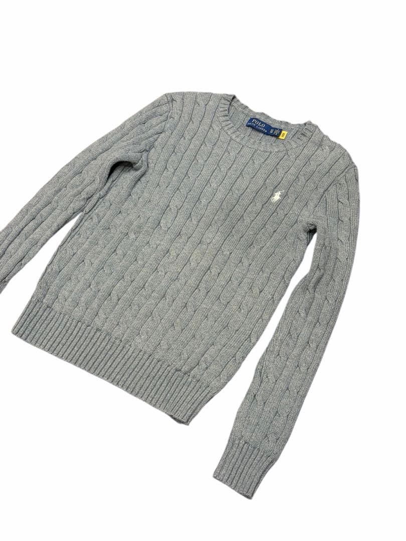 【極美品✨】ポロラルフローレン定番大人気グレーカラーコットンケーブルセーター