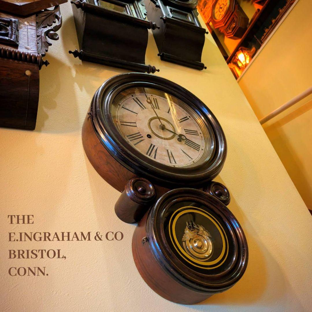 イングラハム掛時計　アンティーク掛時計　古時計　本四丸　ダルマ掛時計