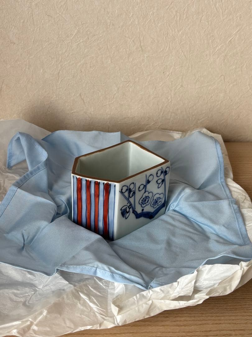 京都の陶芸家、竹中浩さんの色繪梅竹文向付6客　桐箱入