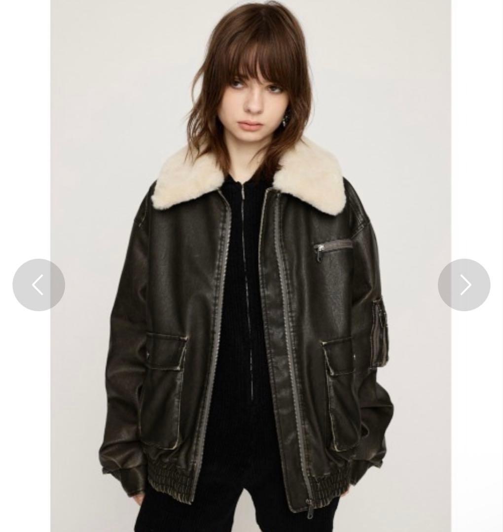 【SALE中】SLY VINTAGE F/LEATHER S/ブルゾン　ブラック