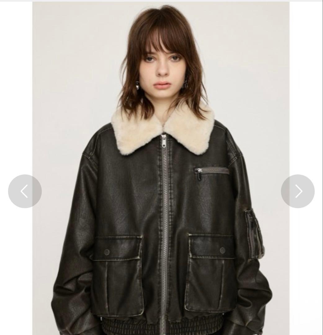 【SALE中】SLY VINTAGE F/LEATHER S/ブルゾン　ブラック