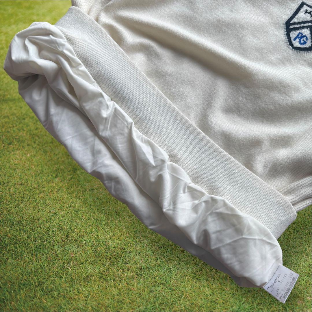 防寒　蓄熱　裏地付き　パーリーゲイツ　ニット　L〜XL相当 オフホワイト　紺　5