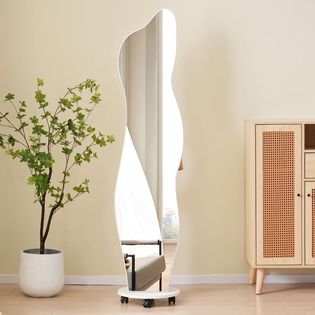 全身鏡 姿見鏡 ハンガーフック イレギュラ ハンガー 360°回転 飛散防止加工