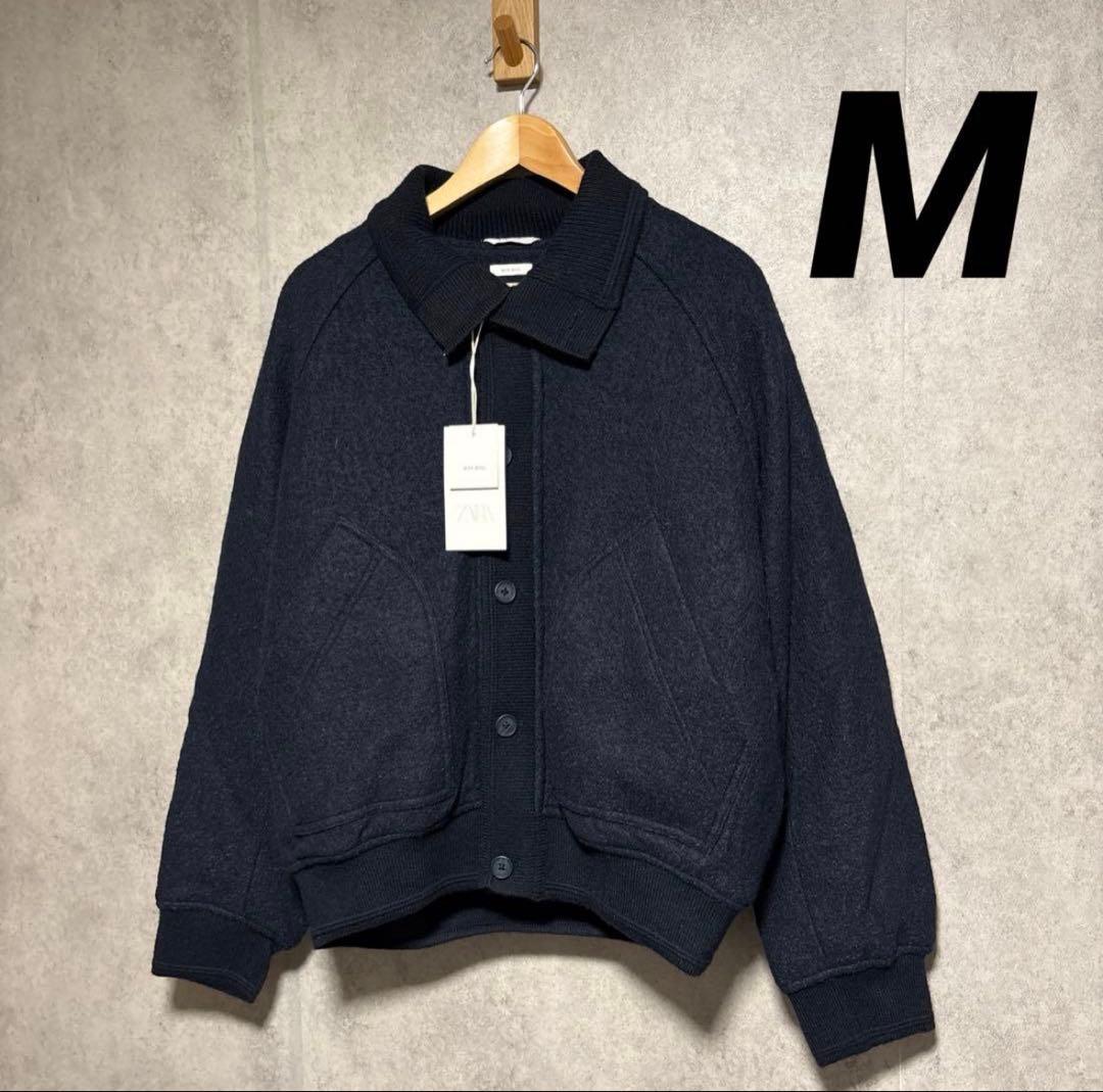 zara ザラ リブ襟切り替えジャケット M