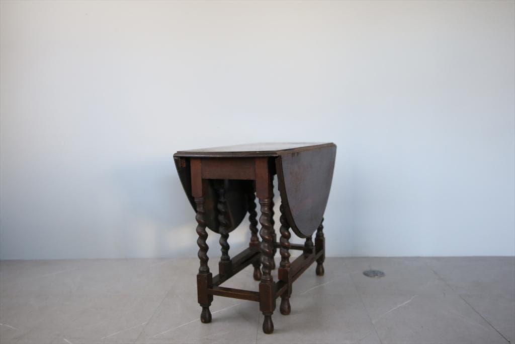 英国アンティーク木製ゲートレッグテーブル/ダイニング机バタフライ(91-245)