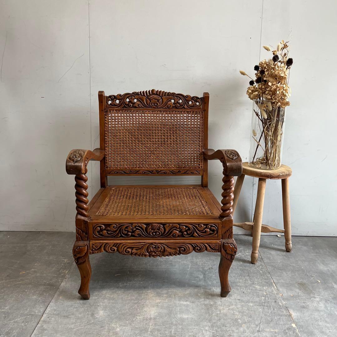 アンティーク チェア ラタン シート z439