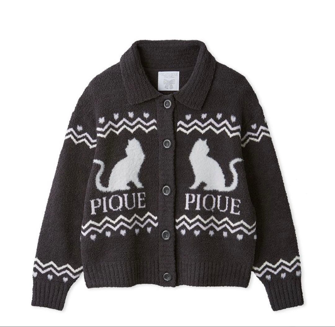 gelato pique CATジャガード衿付きカーディガン　フリーサイズ