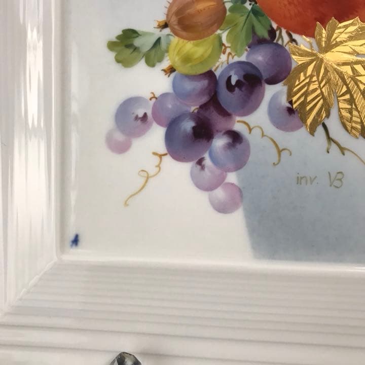 マイセン  大型 陶板 プラーク　フルーツ　金彩
