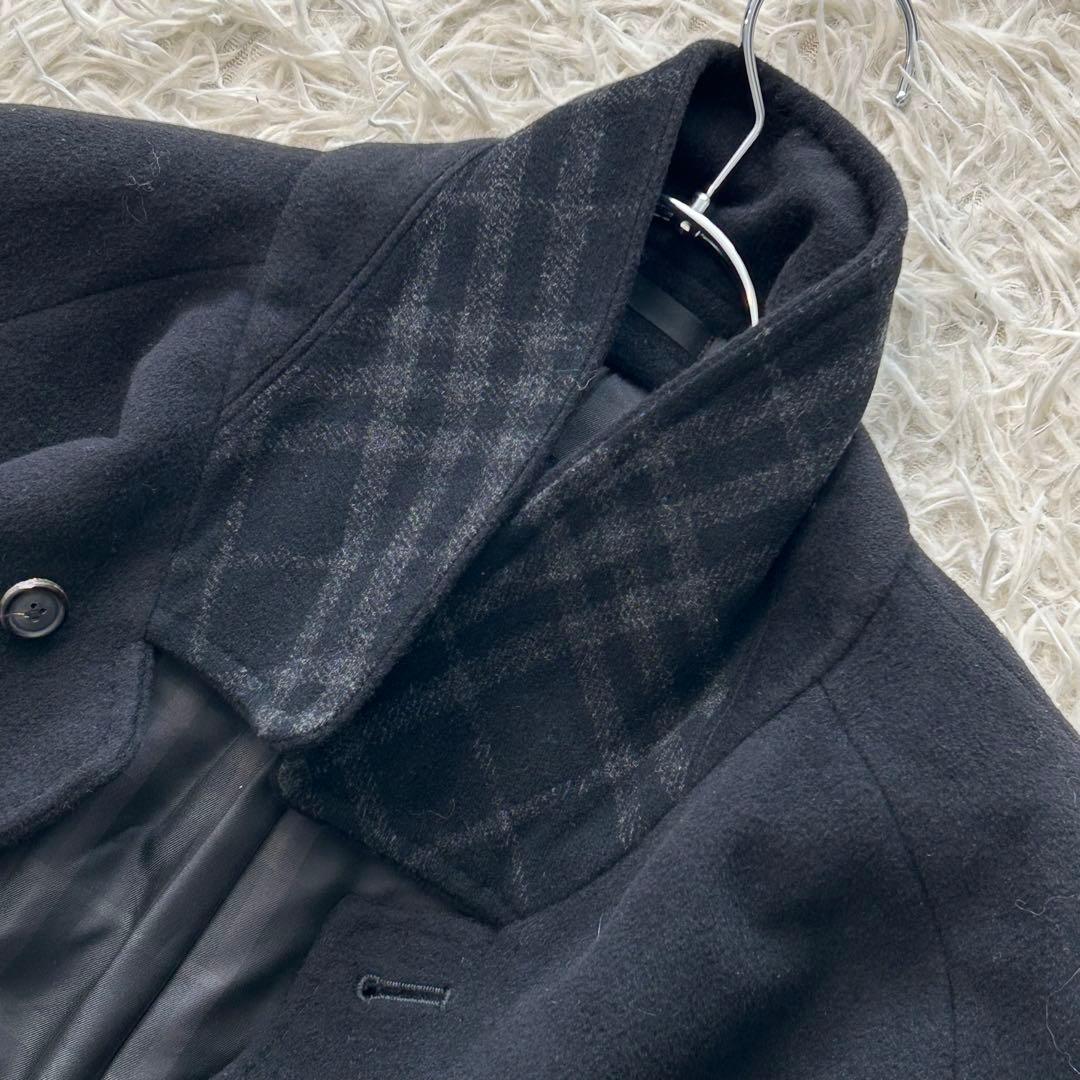 美品／L✨ バーバリーロンドン カシミヤ アンゴラ ステンカラーコート チェック