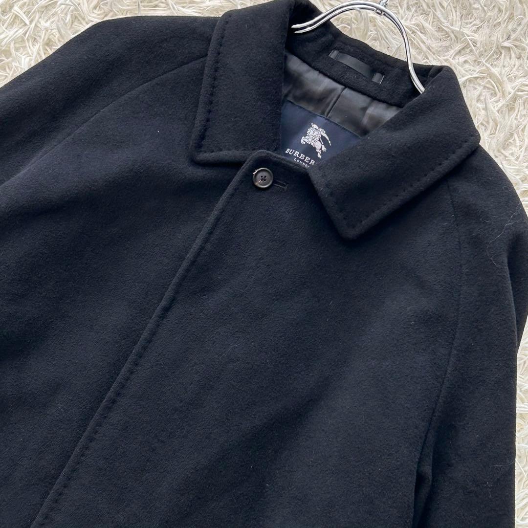 美品／L✨ バーバリーロンドン カシミヤ アンゴラ ステンカラーコート チェック