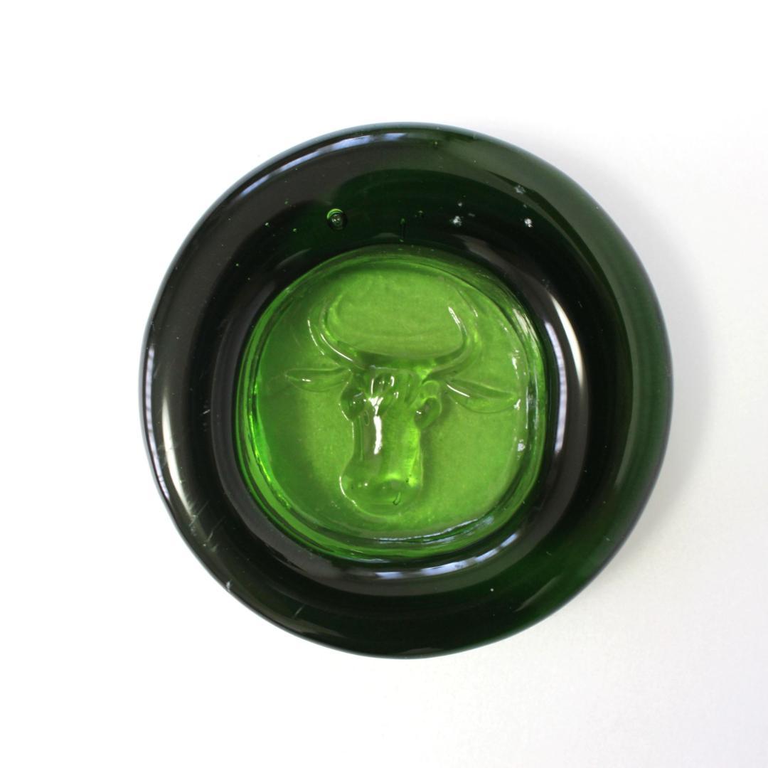 【人気作】エリックホグラン　灰皿/ガラスオブジェ　グリーン　牛　北欧ヴィンテージ