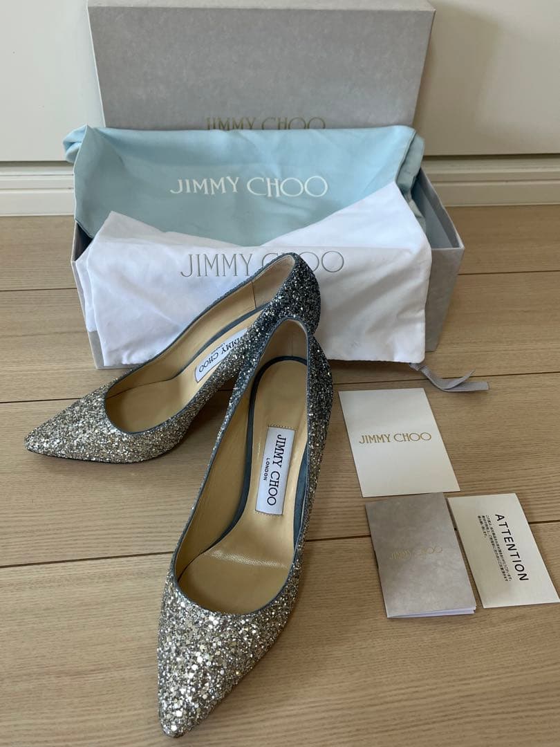 ※魂　JIMMY CHOO グリッター ハイヒール　ブルー　ネイビー