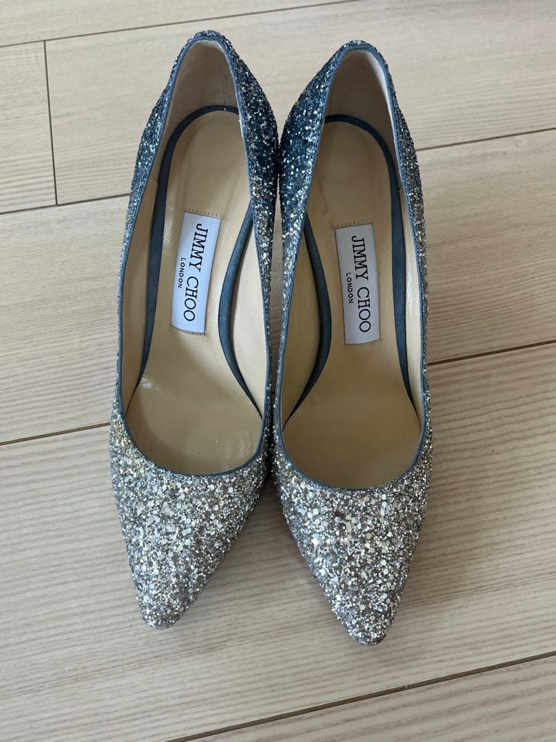※魂　JIMMY CHOO グリッター ハイヒール　ブルー　ネイビー