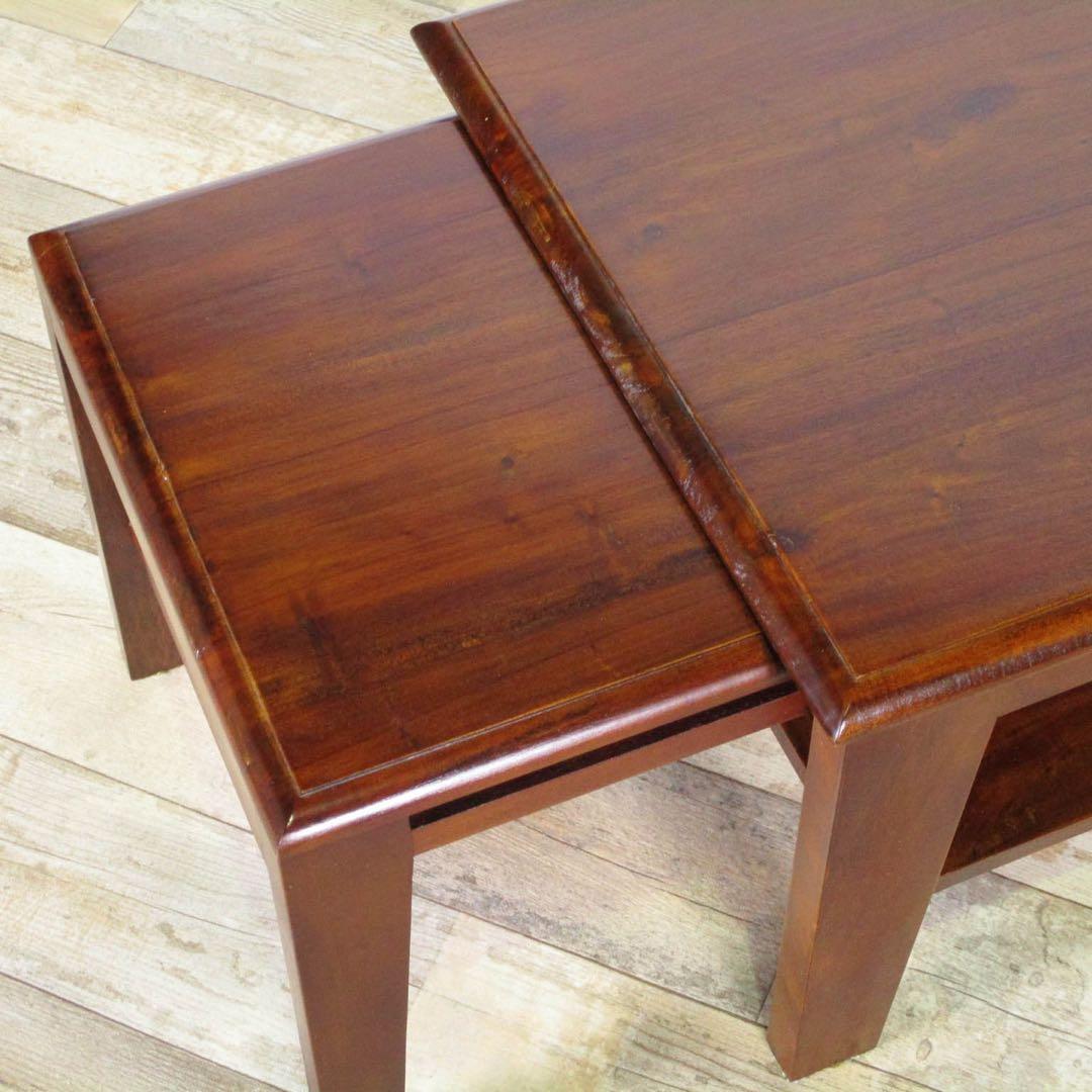 新品 アジアン ローテーブル ちゃぶ台 スライド テーブル 拡張 天然木 木製