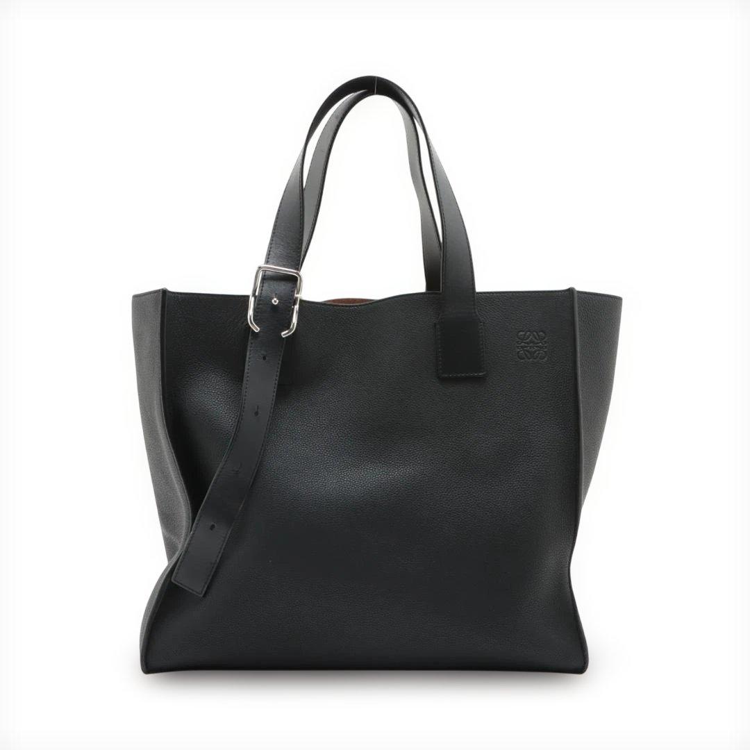 ロエベ アナグラム バックルトート レザー トートバッグ ブラック