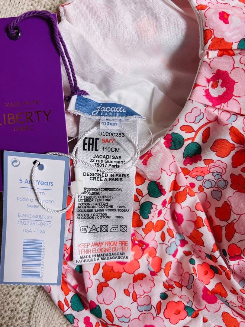 新品　Jacadi × LIBERTY コラボ 花柄　花柄 ワンピース　5A