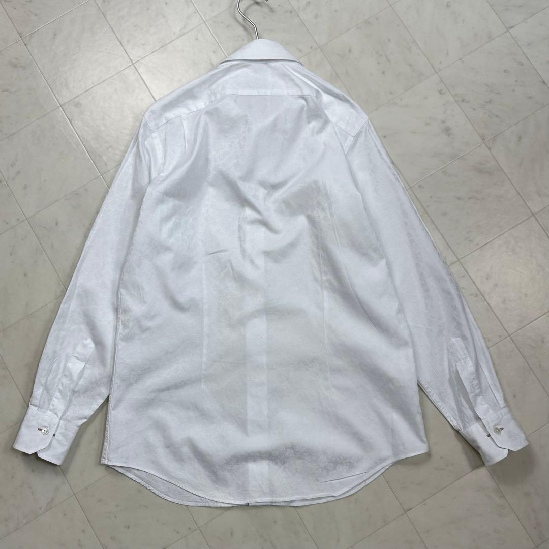 〈美品〉Paul Smith【M】フローラルジャガード ドレスシャツ 白