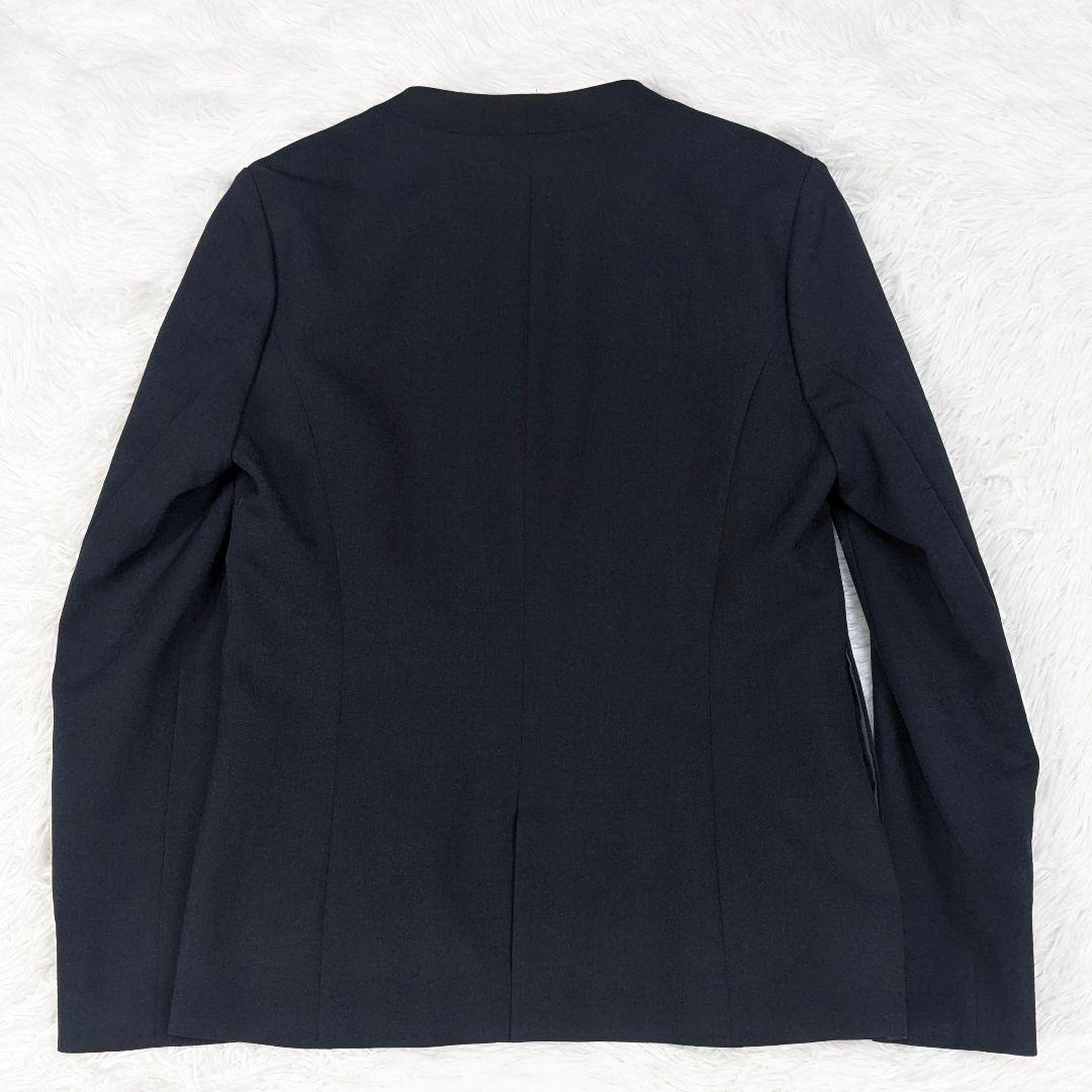 美品 INDIVI スーツ スリーピース 38 ネイビー パンツ ノーカラー