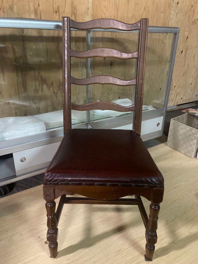 か*き様 木製ダイニングチェア ラダー背もたれ　ビンテージ　梱包発送たのめる便で