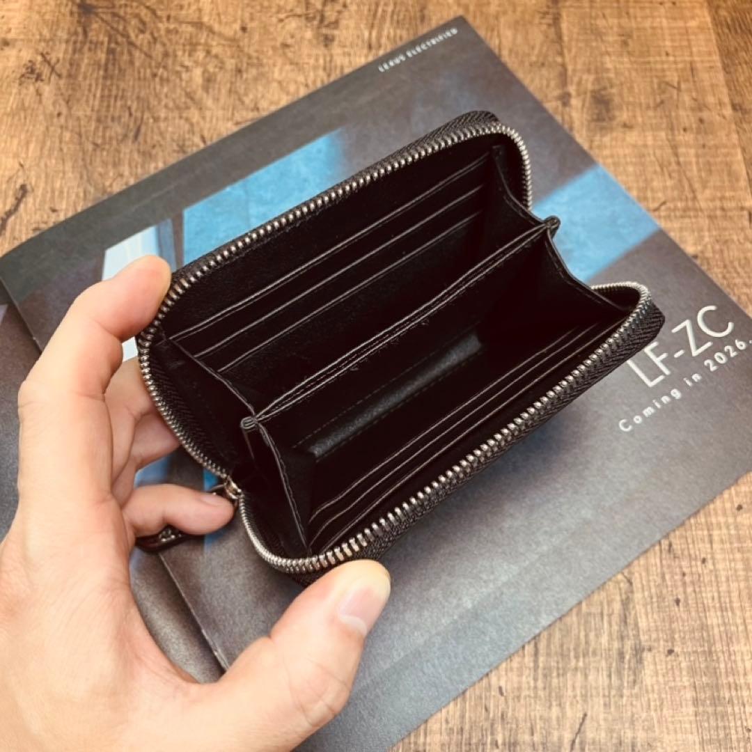 実物撮影 一枚革 クロコダイル メンズ ラウンドファスナー 新品 未使用 目地