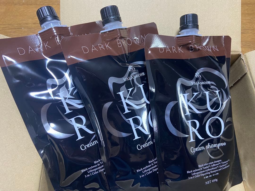 新品未開封　VALANROSE　KURO ダークブラウン 400g×3本