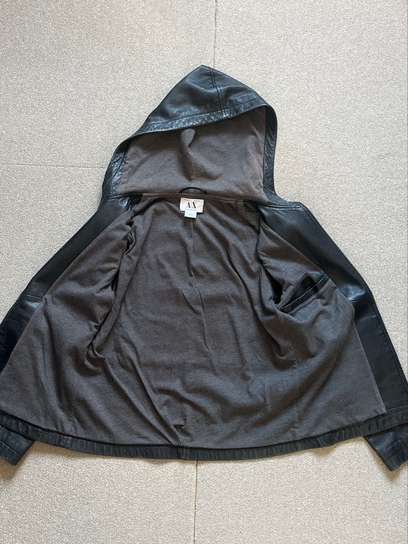 ジャケット・アウター 00s armani exchange lamb lether hoodie
