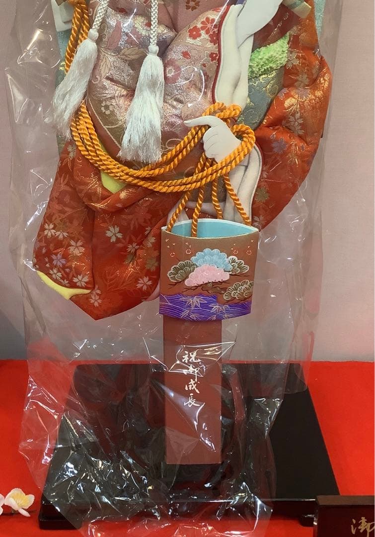 羽子板　大型　23号　台付き　立札付き　正絹江戸押絵　緋扇流古今押絵　汐汲