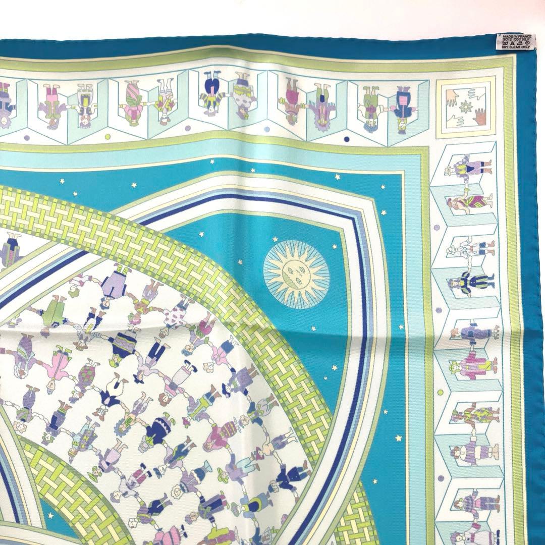 大人気☆エルメス☆スカーフ☆カレ90☆DONNER LA MAIN☆シルク☆青系