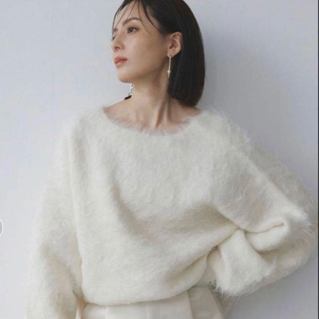 ánuansアニュアンススーリーアルパカニットプルオーバーアイボリーIvory