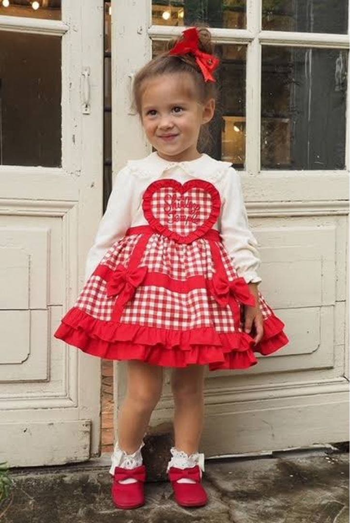 新品未使用✳︎Shirley Temple ハート刺繍 ワンピース 90cm