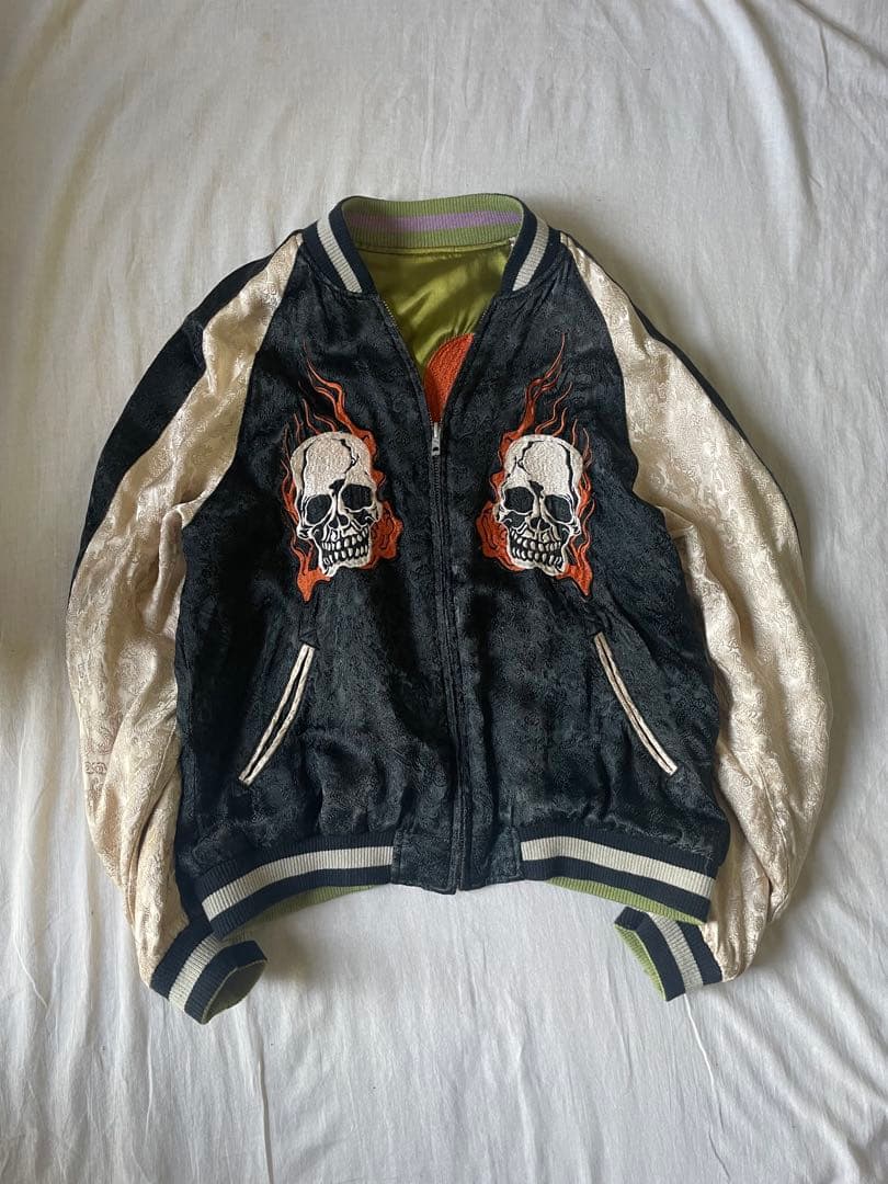 〈美品〉花旅楽団　スカジャン　vintage スカル