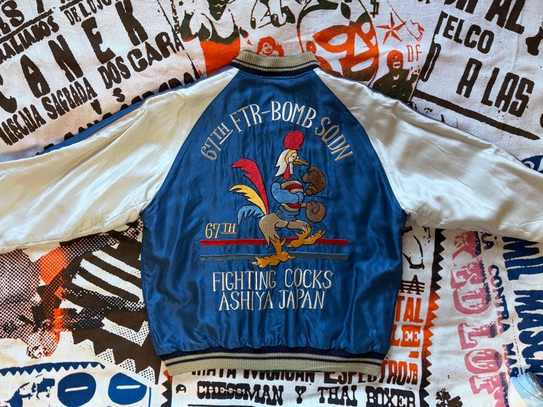 ★美品！テーラー東洋 ファイティングコックス×日本地図 リバーシブルスカジャンL