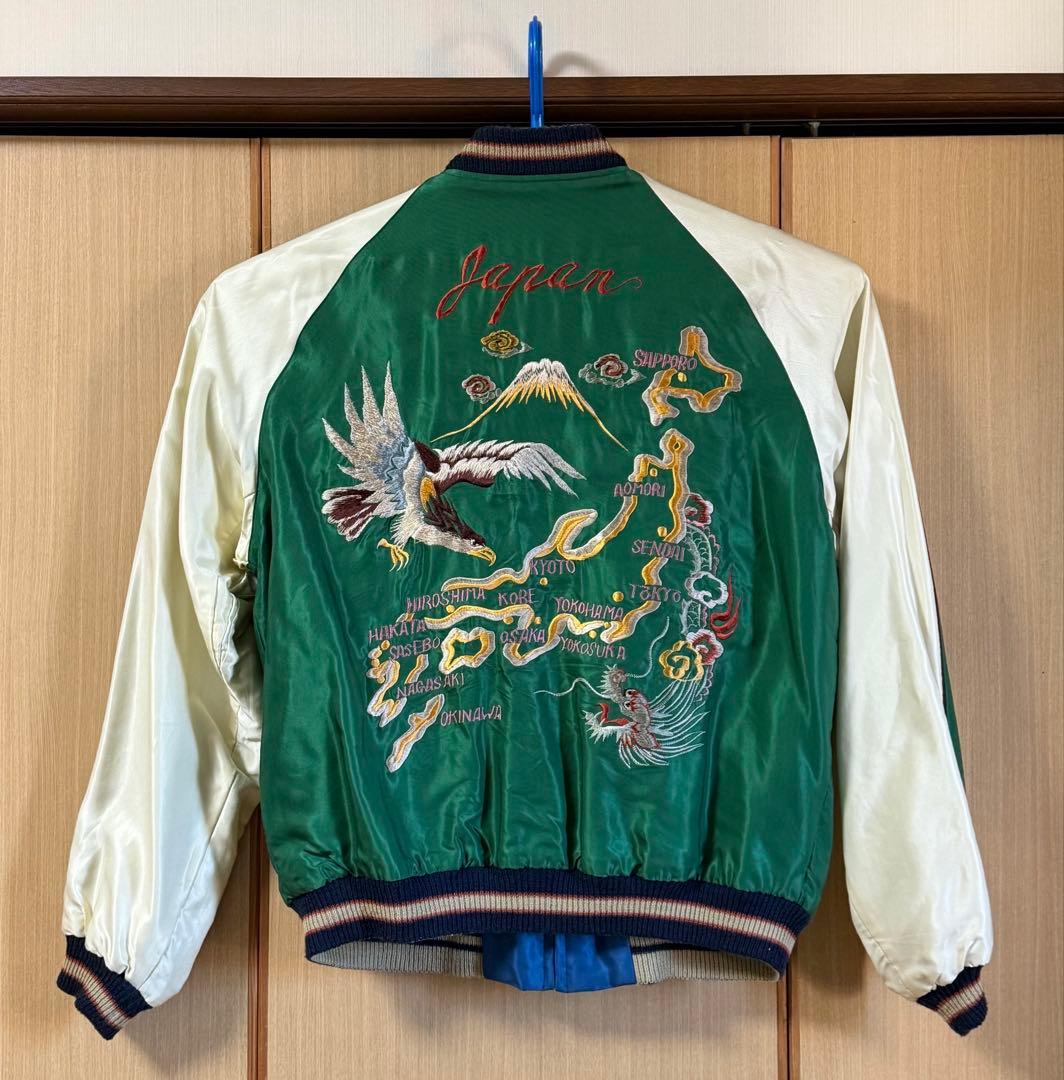 ★美品！テーラー東洋 ファイティングコックス×日本地図 リバーシブルスカジャンL