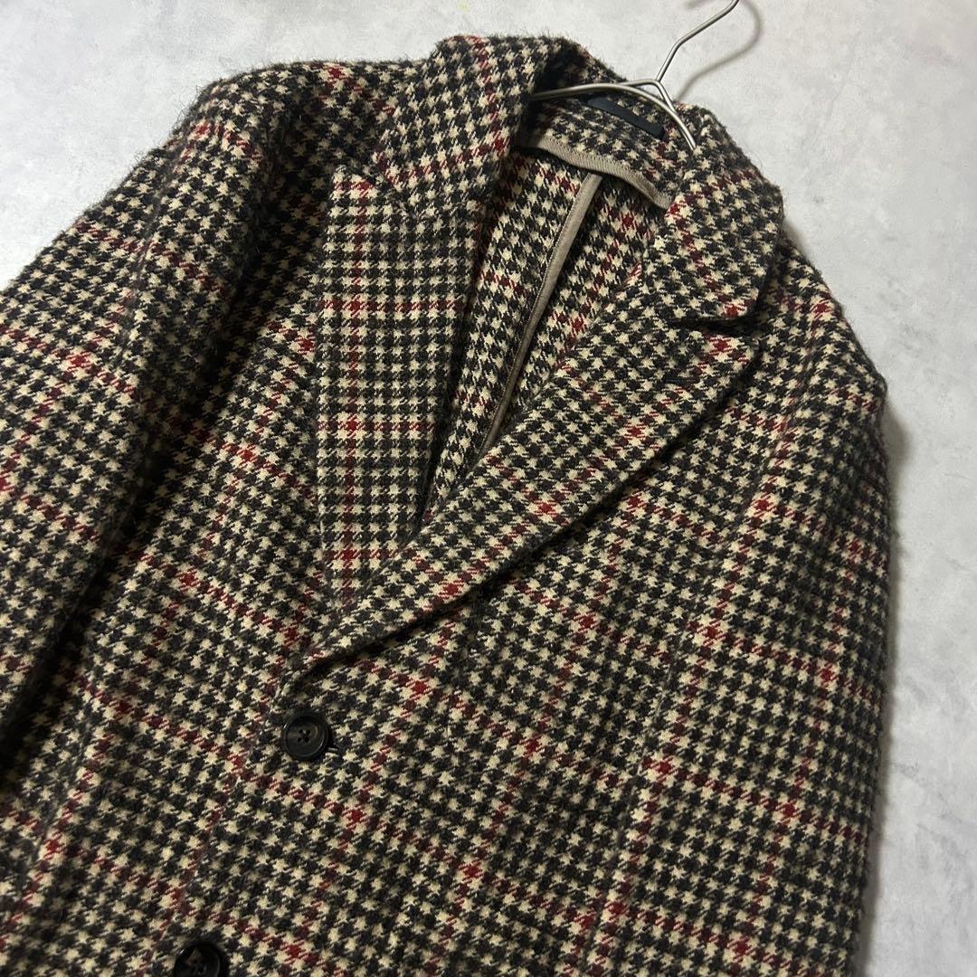 美品 トゥモローランド チェスターコート アルパカ混 モヘヤ混 千鳥格子 近年