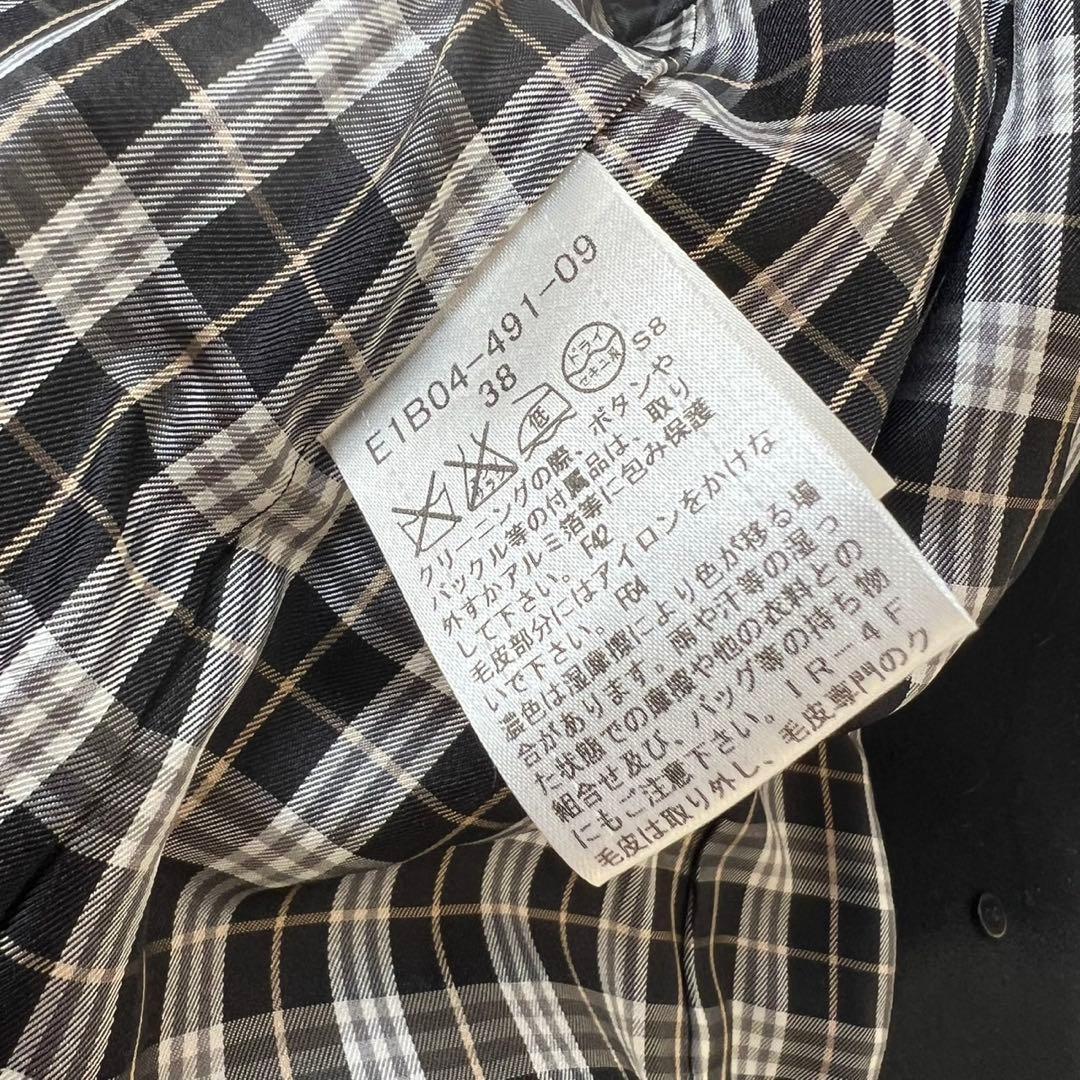 バーバリーブルーレーベル　ロングコート　ダブル　チェック　ラビット　2way