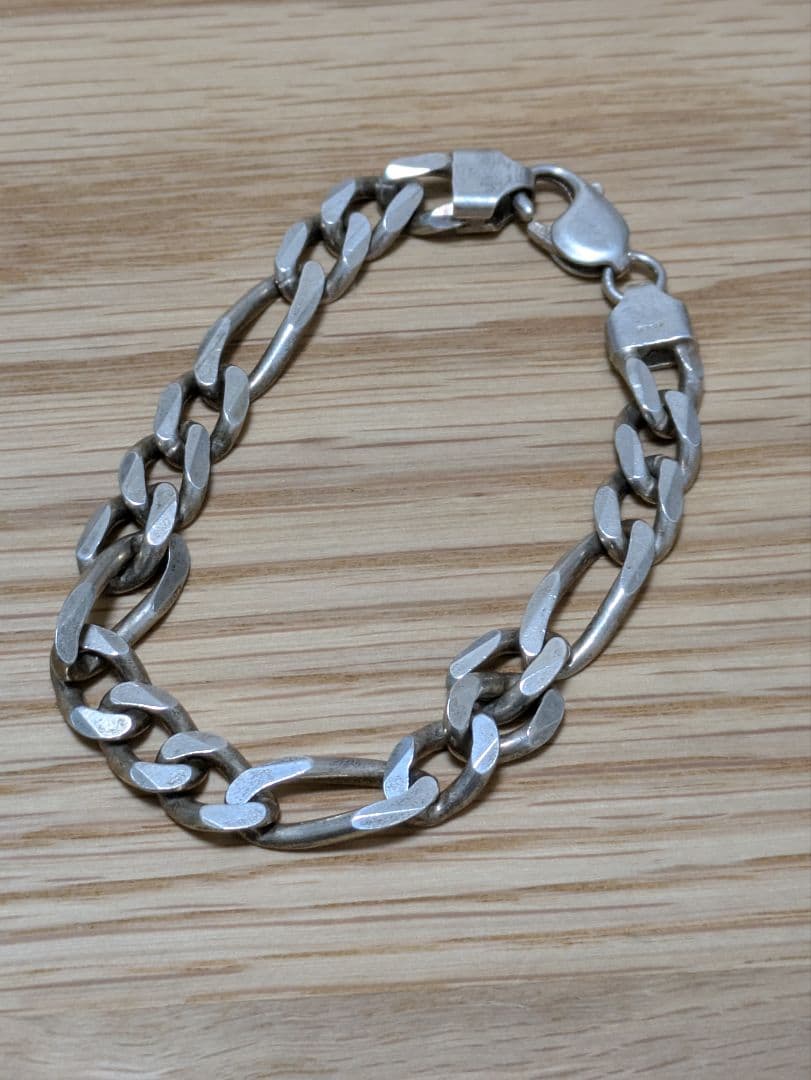 ヴィンテージ ブレスレット フィガロチェーン シルバー925 イタリア