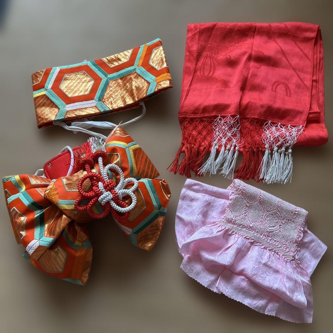 紫　七五三　7歳　女の子　セット　一式　絞り風　鹿の子　ポリエステル