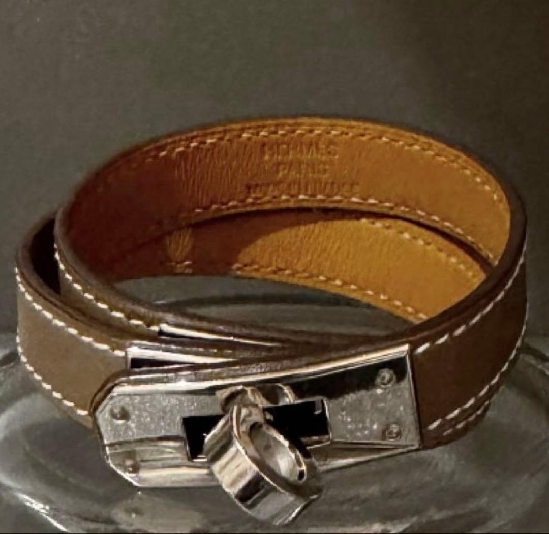 HERMÈS ケリー ドゥブルトゥール エトゥープ × SV金具 S（T刻印）