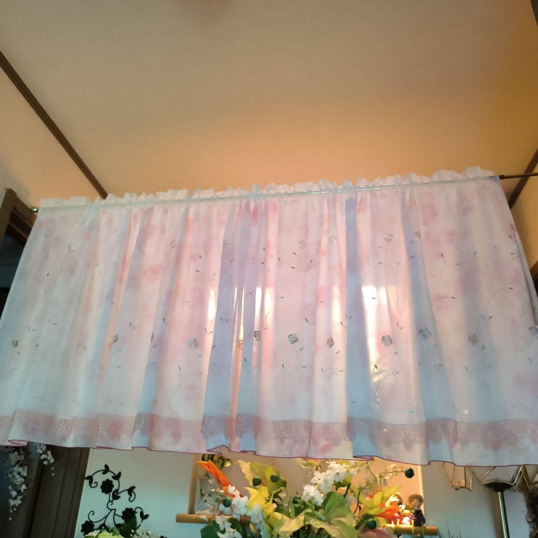 カフェカーテン【ピンクタイガー様オーダー品　2枚重ね　リバーシブルデザイン】