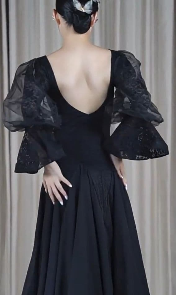 社交ダンスドレス レース 長袖 ラテンドレス モダンダンス オーダーメイド