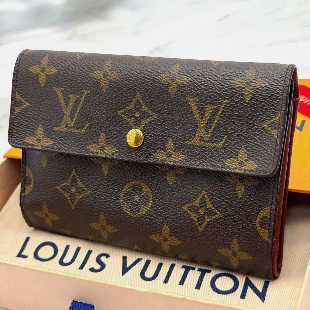 美品✨️ルイヴィトン　モノグラム　ポルトトレゾール　エテュイパピエ　三つ折り財布