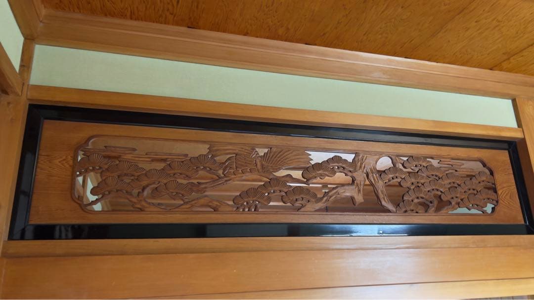 欄間2枚セット 木彫 彫刻 和室 床の間 らんま 昭和 リフォーム