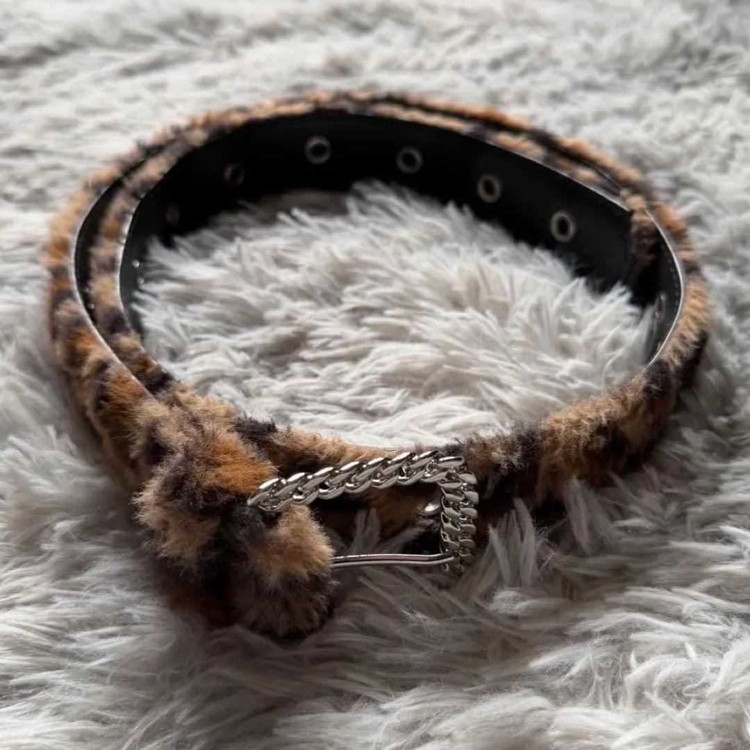 【完売品】AFB ベルト　ファー　レオパード