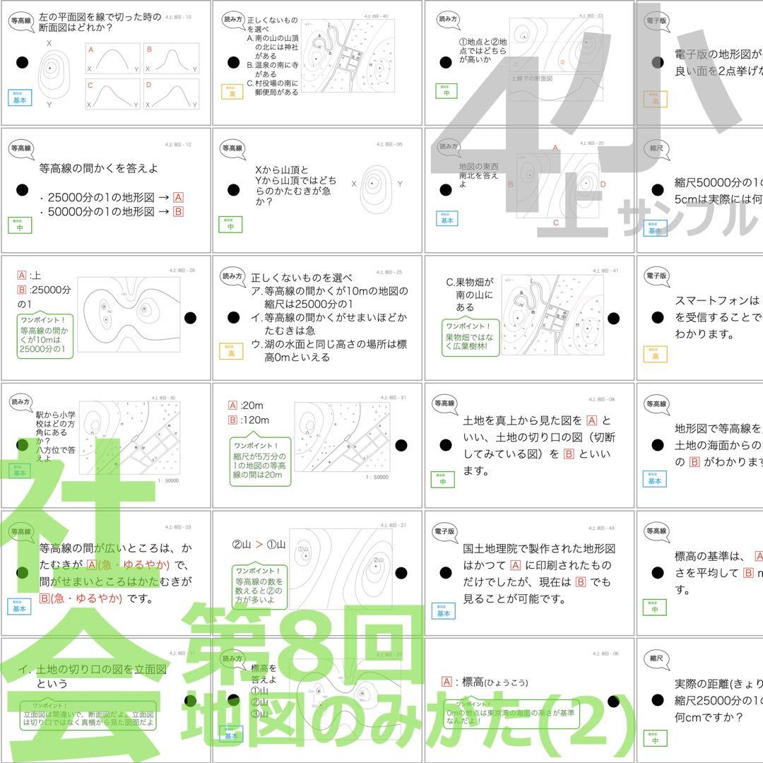 中学受験 暗記カード【4年上 社会・理科 1-9回】組分けテスト対策 予シリ