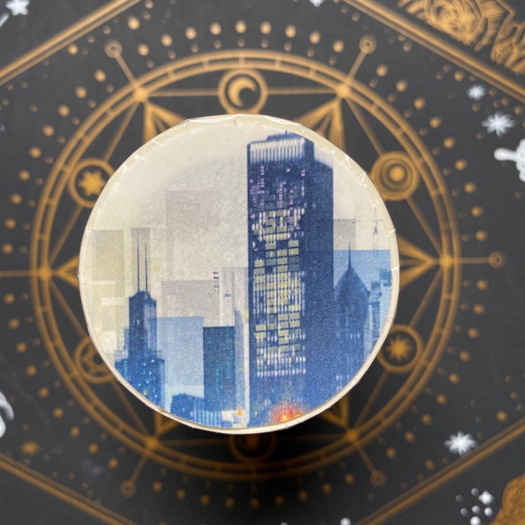 【9477】海外　マステ　4.8m 和紙マスキングテープ　都市　夜　装飾背景系