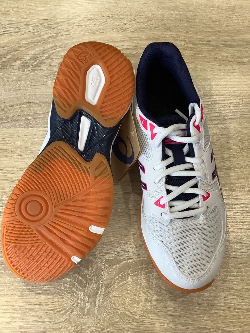 asics バレーボールシューズ ゲルロケット10 白紺ピンク 24.5箱無し
