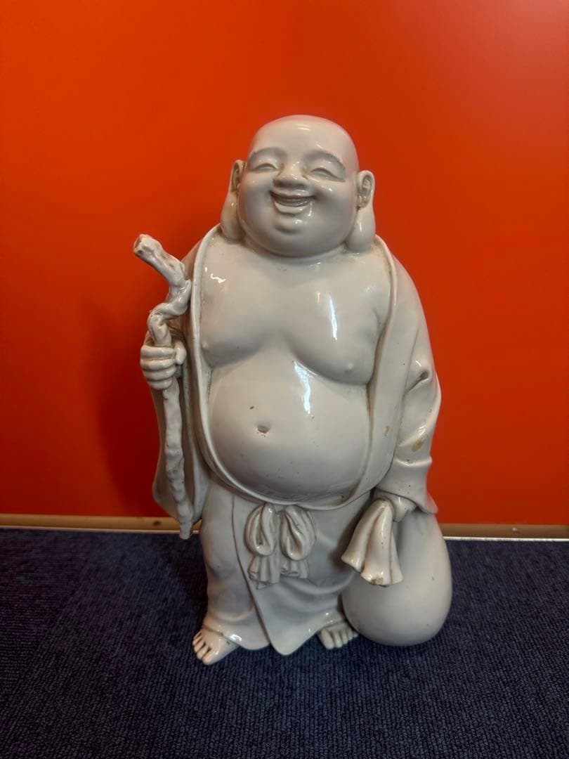 1620 縁起物 陶器 七福神 布袋様 布袋尊様 置物 骨董品 陶磁器 白磁