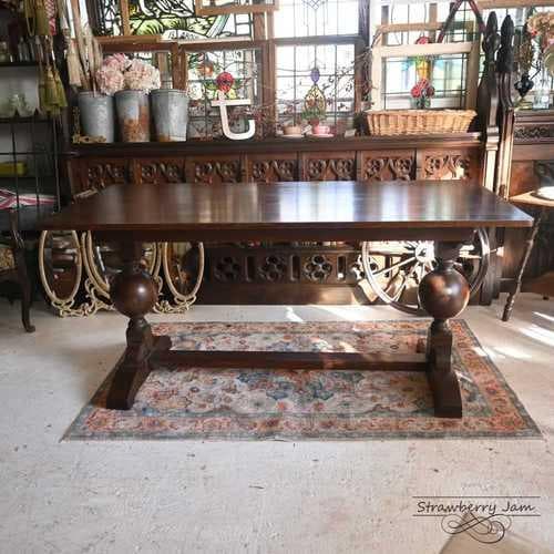 IFU-417 英国アンティーク オーク ダイニングテーブル 作業台 テーブル