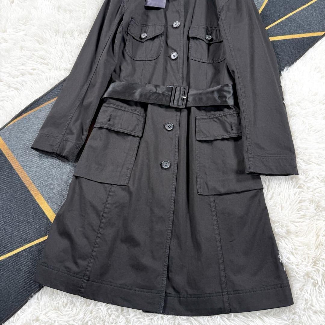 美品【定価11.1万】プラダ ロングコート ベルト付き ブラック L SS128